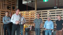 Image 1: David Duncan (GRA Board) presenting on behalf of Aspect Studios Sydney looked on by other speakers Keith Stead (Aspect), Darren Mason (AG Nursery); Mike Horne and Simon Leake (SESL) David-Duncan-GRA-Board-Aspect-Studio-Sydney